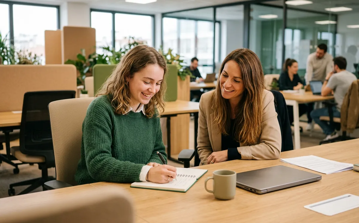 Stagiaire accompagnée en open space