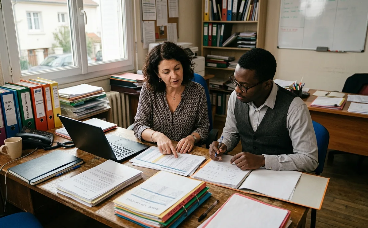 Directrice d'association et gestionnaire RH examinant le budget de la mutuelle d'entreprise